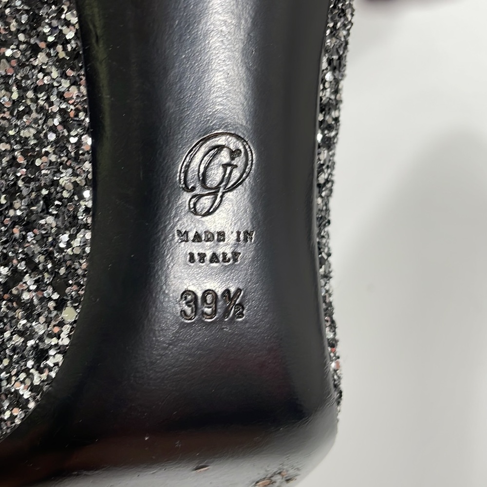 M.Gemi Heels Pumps Made In Italy Black and Silver Sparkle Dressy 39.5 8.5-9 - Picture 8 of 9
